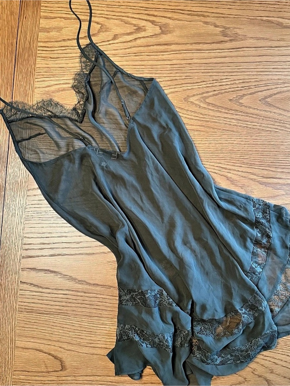 Victoria's Secret Lace Trim Mini Dress in Green Size Medium Like New